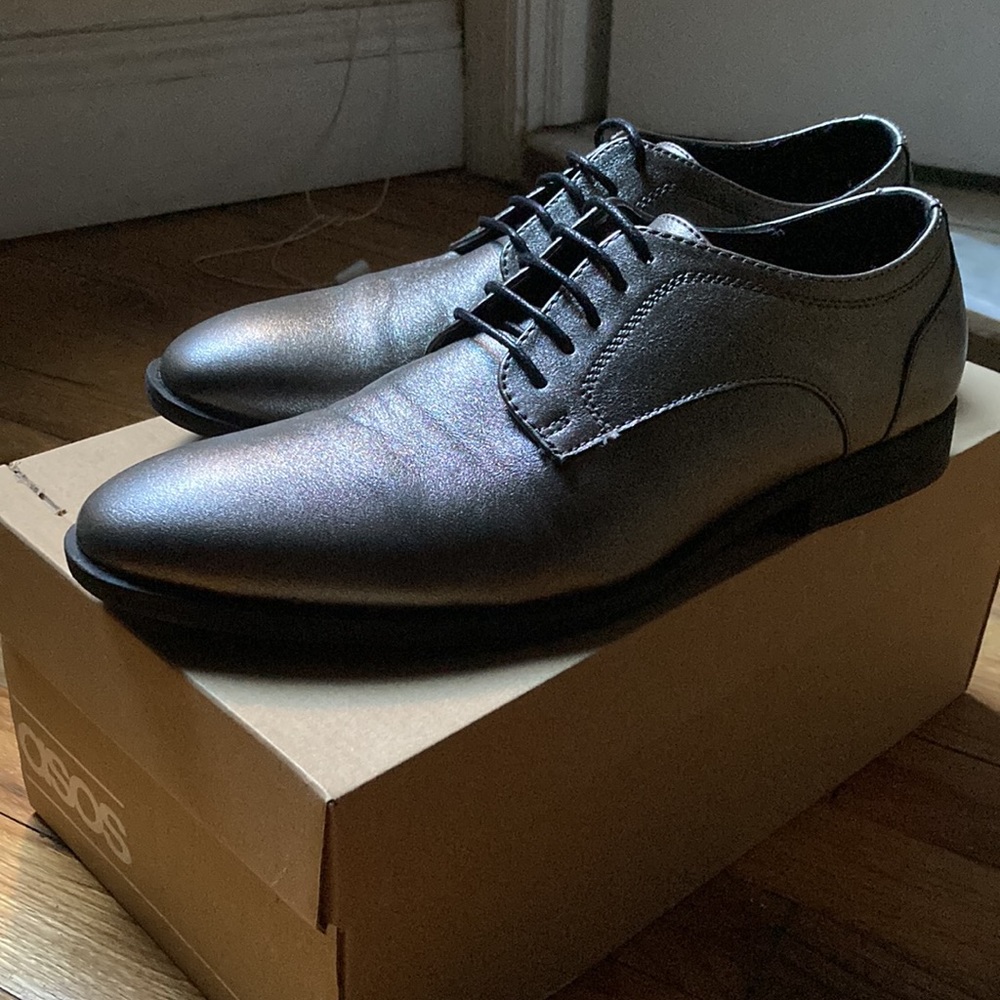 Silver ASOS faux leather dress shoes
